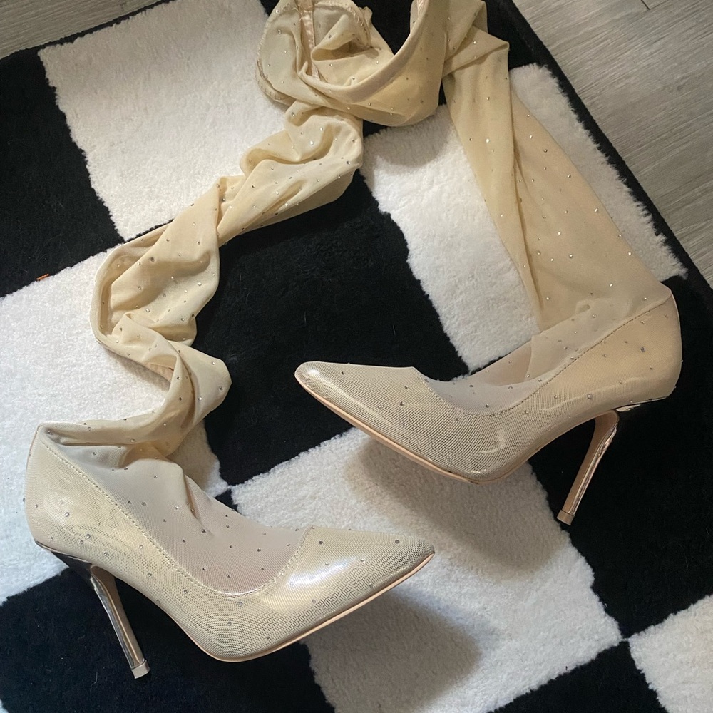 Mackin J rhinestone mesh heels